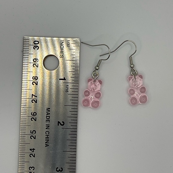 3 for $20 Clear Pink Gummy Bear Acrylic Dangle Earrings “You Pick 3” - Picture 3 of 7